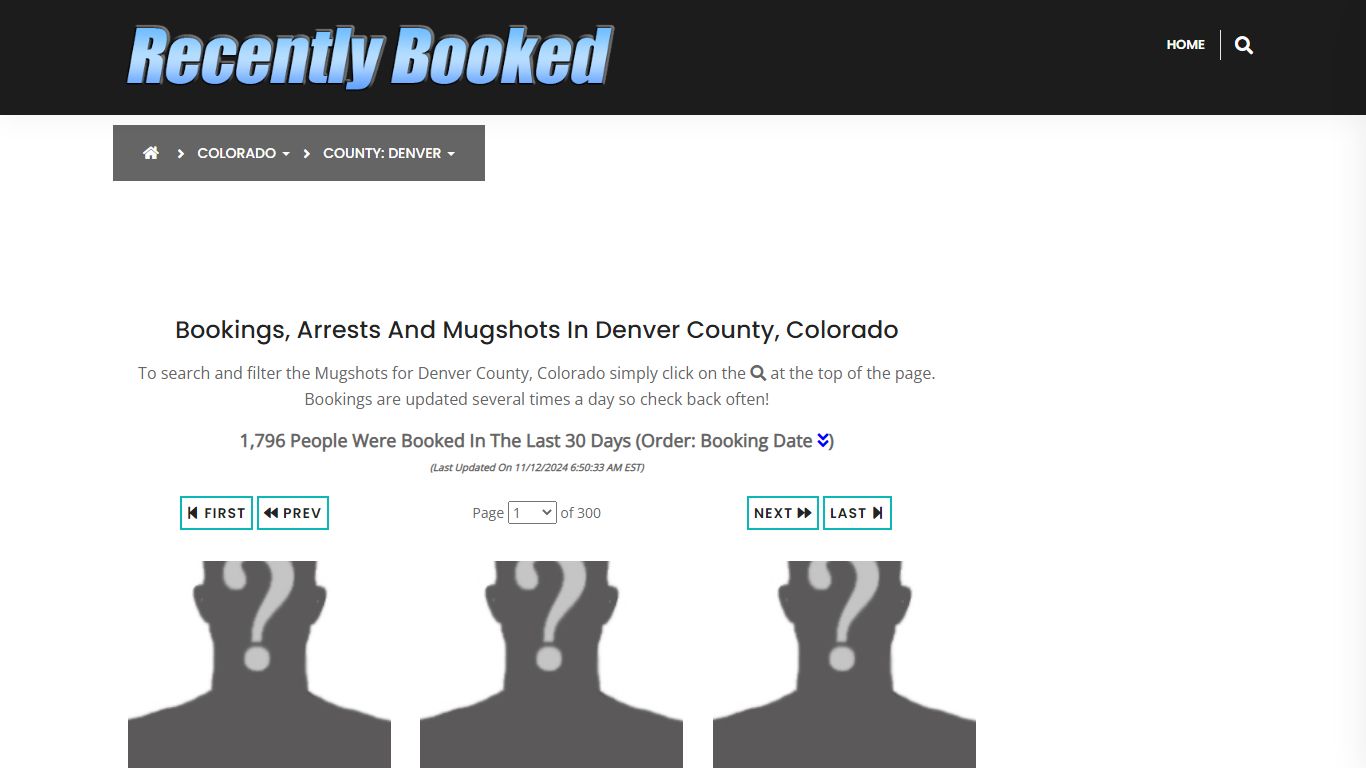 Bookings, Arrests and Mugshots in Denver County, Colorado - Recently Booked