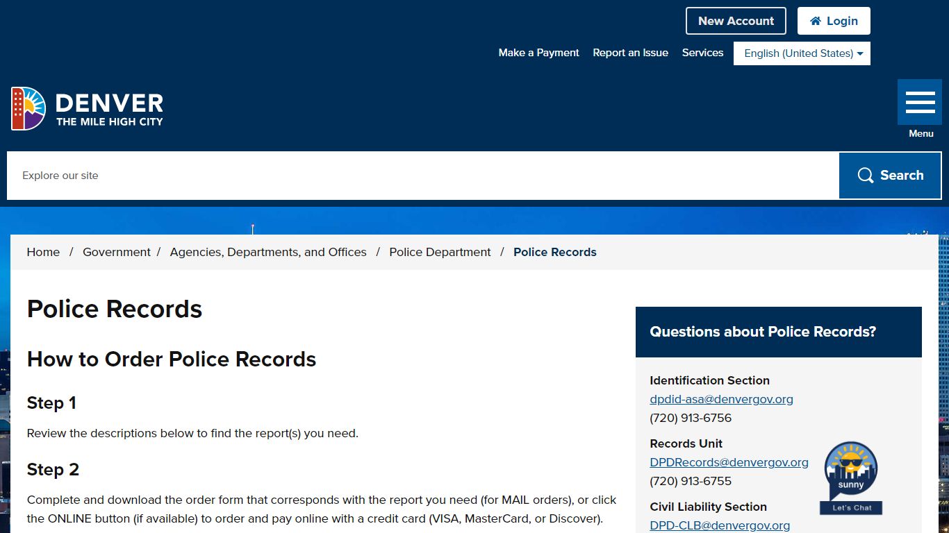 Police Records - City and County of Denver