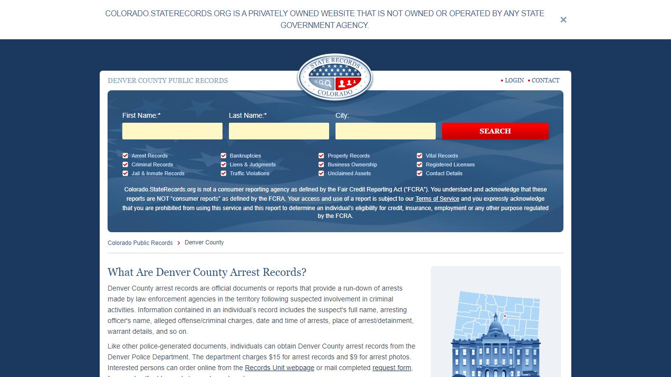 Denver County Arrest, Court, and Public Records | StateRecords.org